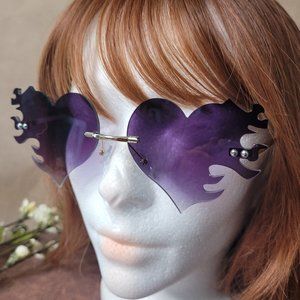 Heart On Fire Lenses Rimless Fashion Glasses (NEW)